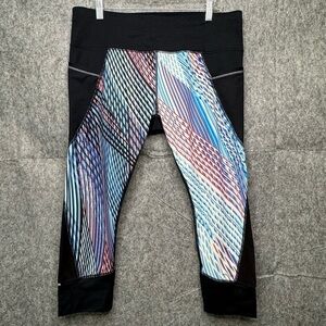Athleta Women's Mosaic Relay Capri Leggings 2.0 in Navy‎ Multi-Color- Sz XL